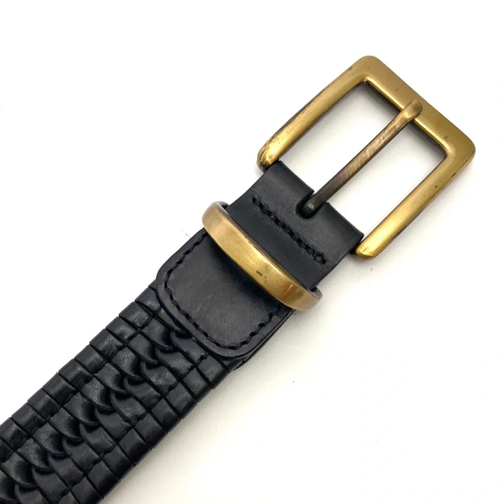 Lavemi Black Braided/Woven Leather Trouser Belt